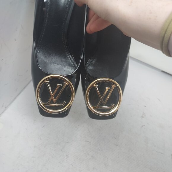 Louis Vuitton Black Patent Leather Madeleine Square Toe Pumps - Picture 9 of 11
